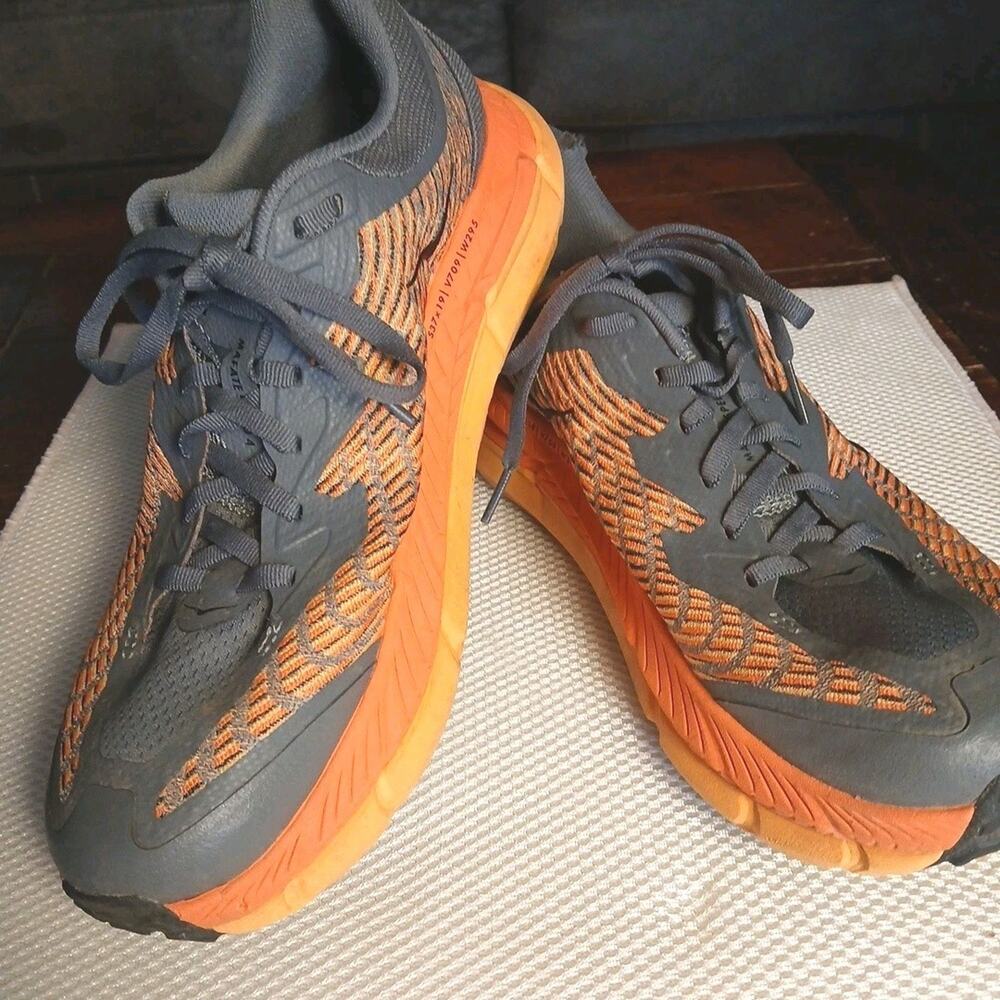 HOKA Mafate Speed 4 Trail Running Shoes Size 8D Gray Orange Vibram 1129930 CKBC